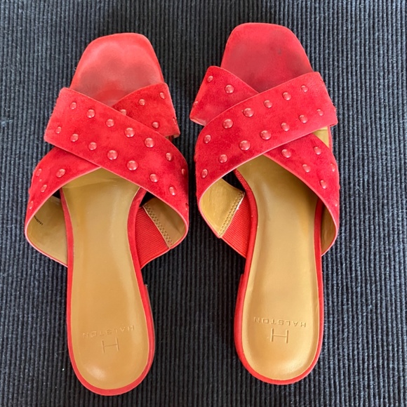 Two (2) pair Halston summer slide sandals - leather suede - Picture 7 of 10